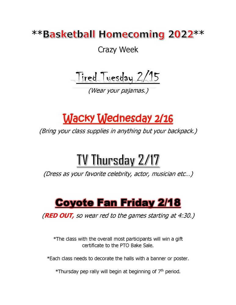 Homecoming Dress Up Days